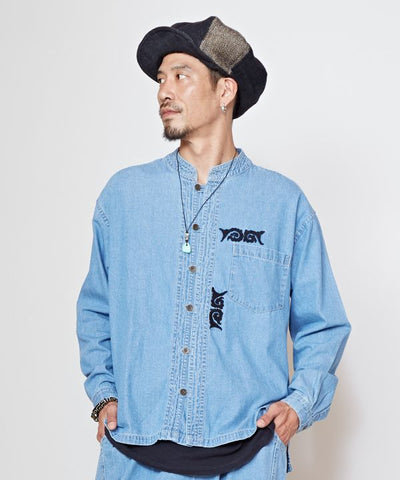 Skull Embroidery Denim Shirt
