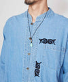 Skull Embroidery Denim Shirt