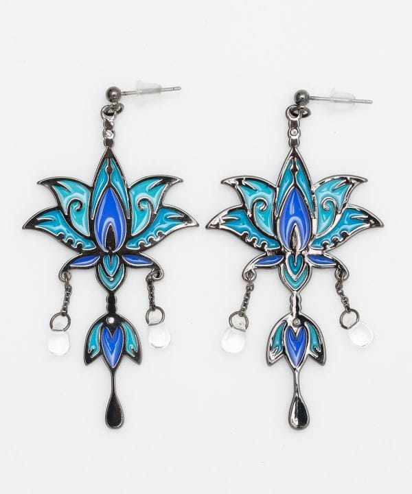 Stained Glass Style Lotus Earrings