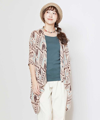 Unisex Ethnic Pattern Sheer KIMONO