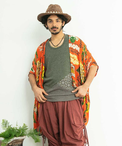 Unisex Ethnic Pattern Sheer KIMONO