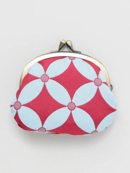 Japanese Traditional Crest Matelasse GAMAGUCHI Round Clutch Purse