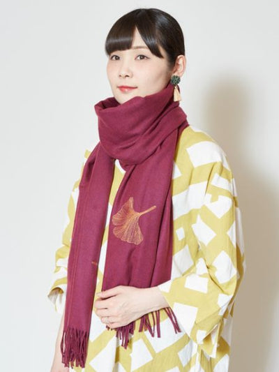 Ginkgo Embroidered Scarf