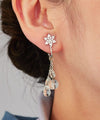 Openwork Flower Clip Earrings