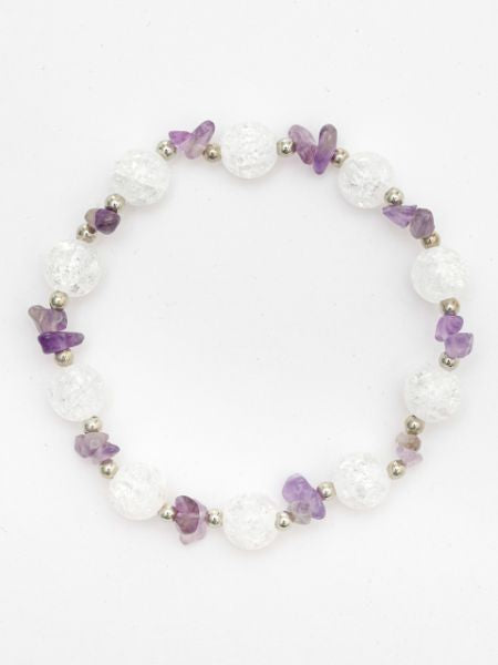 FEB Birthstone Amethyst x Cracked Crystal Bracelet