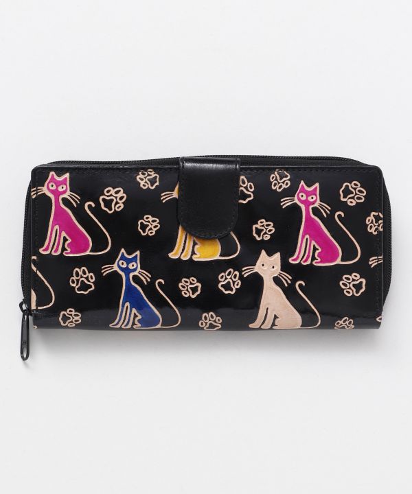 Santini Leather Long Wallet BK Flowers