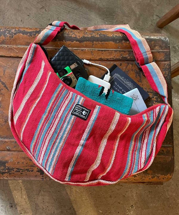 Hand Woven Cotton Crescent Shoulder Bag