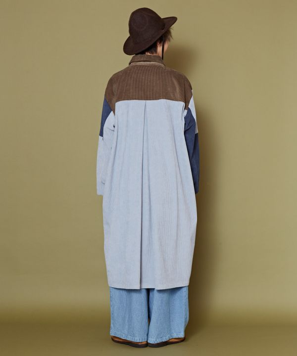 Corduroy Patchwork Long Shirt