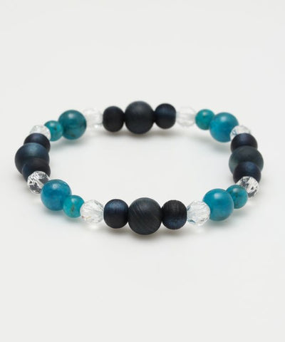 AIZOME Indigo Dyed Cypress x Apatite Bracelet