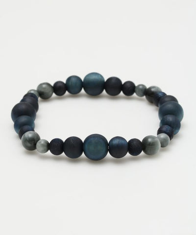 AIZOME Indigo Dyed Cypress x Gray Tiger Eye Bracelet