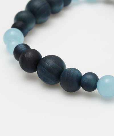 AIZOME Indigo Dyed Cypress x Aquamarine Bracelet