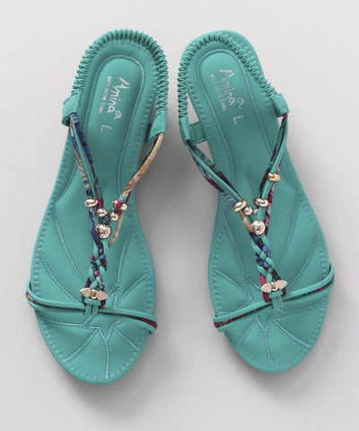 Boho Wedge Sandals - Turquoise