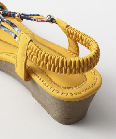 Boho Wedge Sandals - Yellow