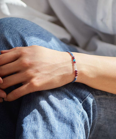 Indigo Dyed Braided Bracelet - Garnet - Jan