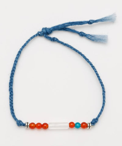 Indigo Dyed Braided Bracelet - Carnelian - Jul