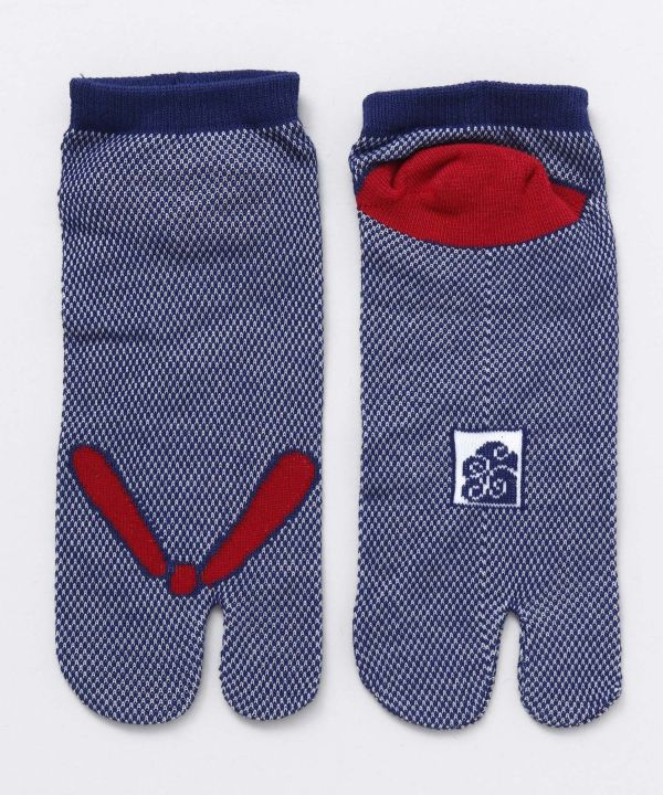 Moss Stitch TABI Socks 23-25cm - Navy HANAO