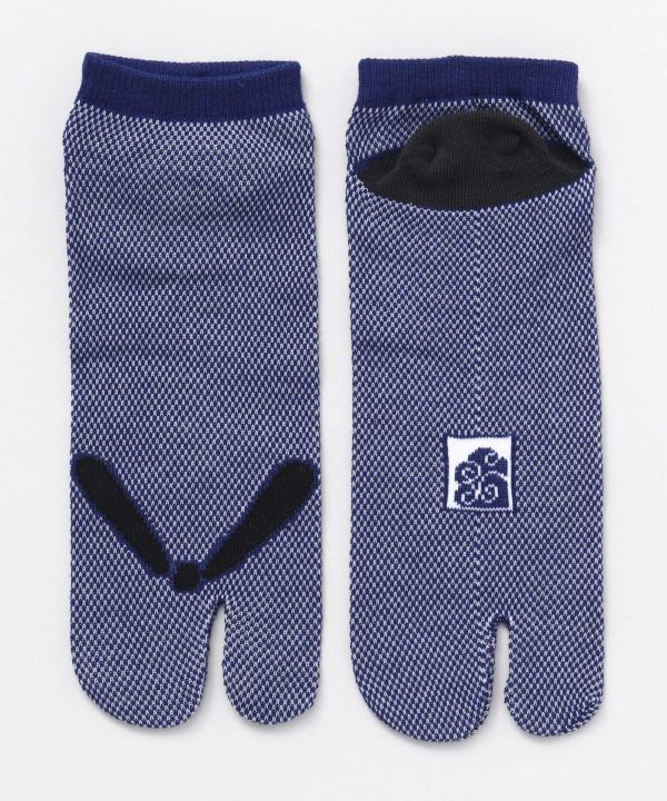 Moss Stitch TABI Socks 25-28cm - Navy HANAO