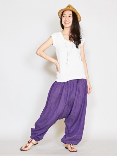 Purple harem pants, Thai tribal style pants – Bohofeather