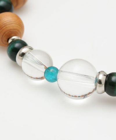 YAKUSUGI, Crystal, Green Tiger Eye Bracelet