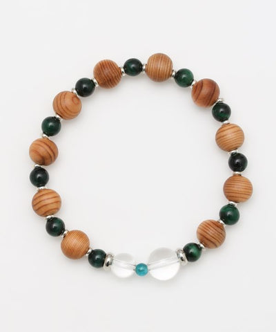 YAKUSUGI, Crystal, Green Tiger Eye Bracelet