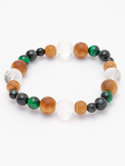 YAKUSUGI, Four Gods Crystal, Green Tiger Eye Bracelet