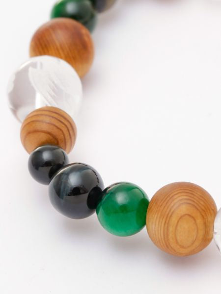 YAKUSUGI, Four Gods Crystal, Green Tiger Eye Bracelet