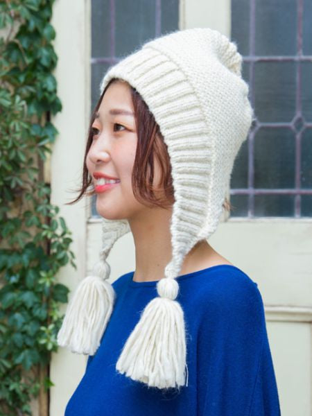 Knitted Beanie with Tassel