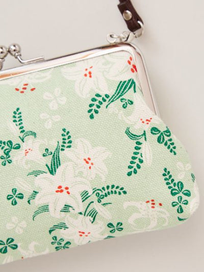 Retro Flower GAMAGUCHI Clasp Hand Bag