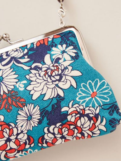 Retro Flower GAMAGUCHI Clasp Hand Bag