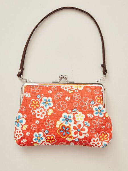 Retro Flower GAMAGUCHI Clasp Hand Bag