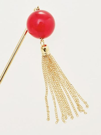 Beaded KANZASHI Hair Stick with Tassel