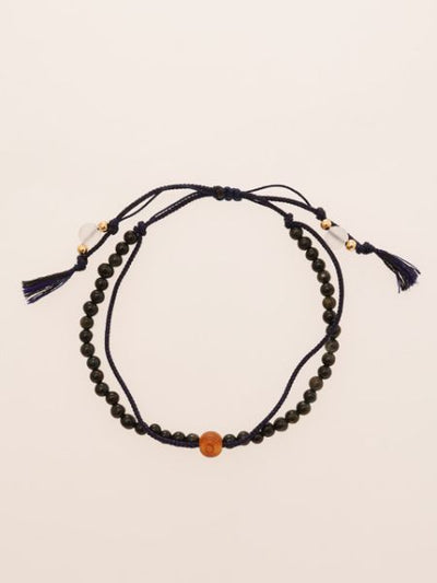 Silk String KUMIHIMO Braid Bracelet Blue Tiger Eye φ4