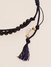 Silk String KUMIHIMO Braid Bracelet Blue Tiger Eye φ4