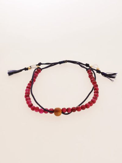 Silk String KUMIHIMO Braid Bracelet Rose Tiger Eye φ4