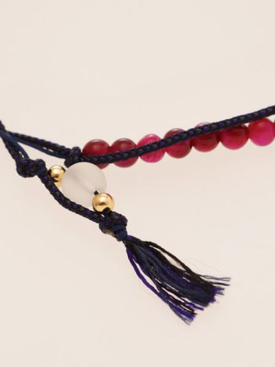 Silk String KUMIHIMO Braid Bracelet Rose Tiger Eye φ4