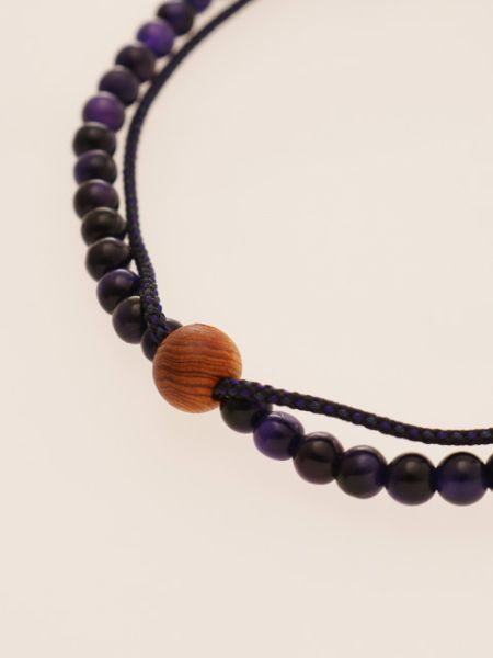 Silk String KUMIHIMO Braid Bracelet Purple Tiger Eye φ4