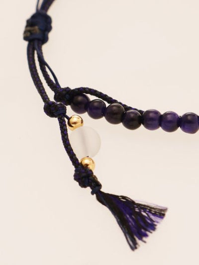 Silk String KUMIHIMO Braid Bracelet Purple Tiger Eye φ4