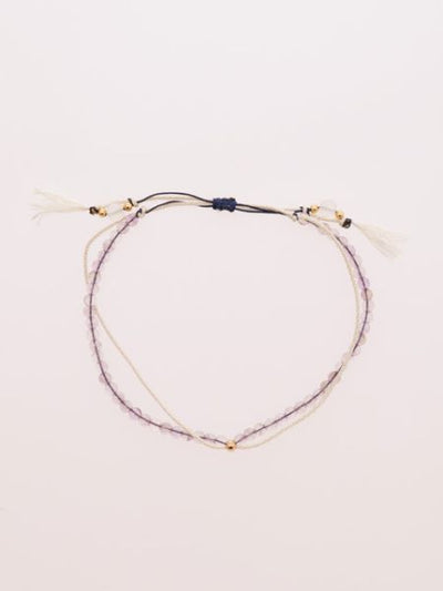 Birthstone Silk Braid Anklet- FEB