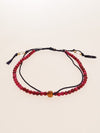 Silk String KUMIHIMO Braid Anklet Rose Tiger Eye