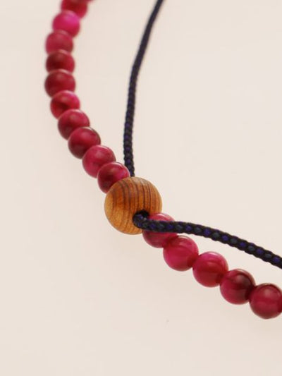 Silk String KUMIHIMO Braid Anklet Rose Tiger Eye