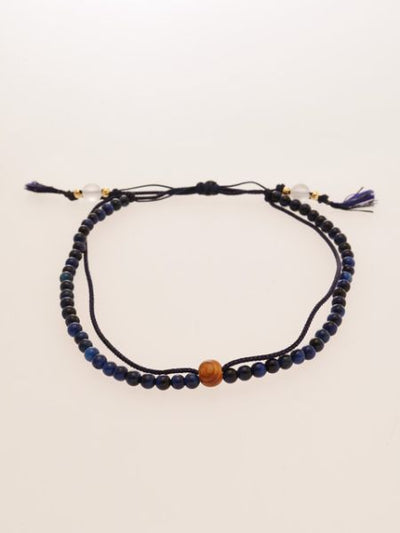 Silk String KUMIHIMO Braid Anklet Lapis Tiger Eye