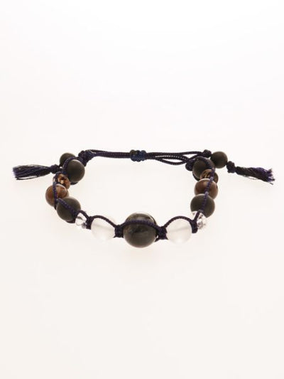 Frosty Black Agate x Blue Tiger Eye Braid Bracelet