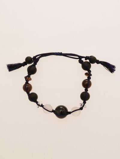 Frosty Black Agate x Blue Tiger Eye Braid Bracelet