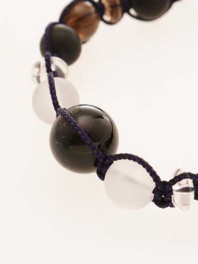 Frosty Black Agate x Blue Tiger Eye Braid Bracelet