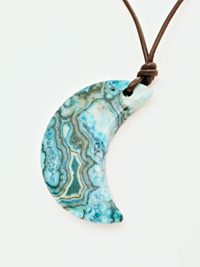 Gemstone Crescent Pendant Necklace