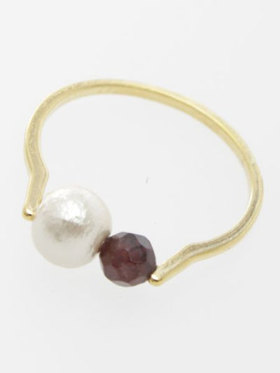 Cotton Pearl x Gemstone Ring