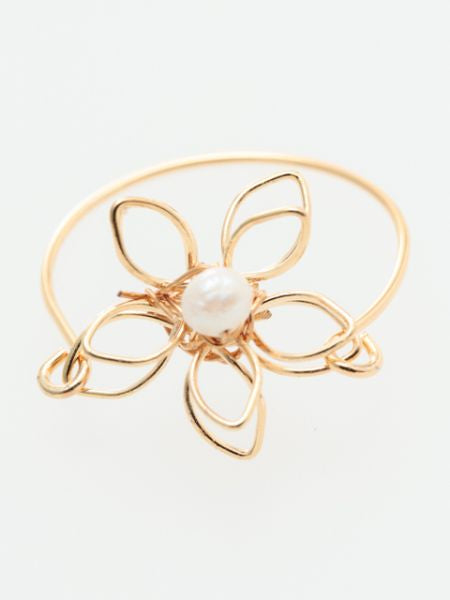 Metal Flower Ring with Gemstone