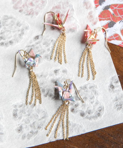 Flying ORIGAMI Crane Earrings