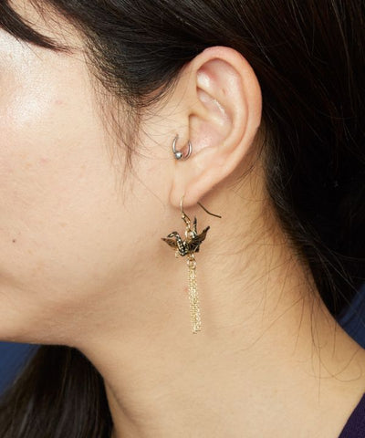 Flying ORIGAMI Crane Earrings