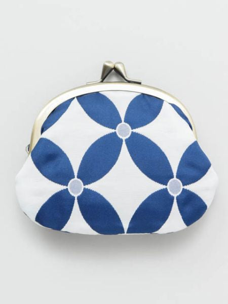 Japanese Traditional Crest Matelasse GAMAGUCHI Round Clutch Purse